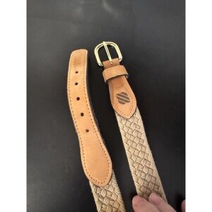 WEST MARINE‎ Belt Beige Macrame Woven Braided Leather Brass Buckle Men's Size 42